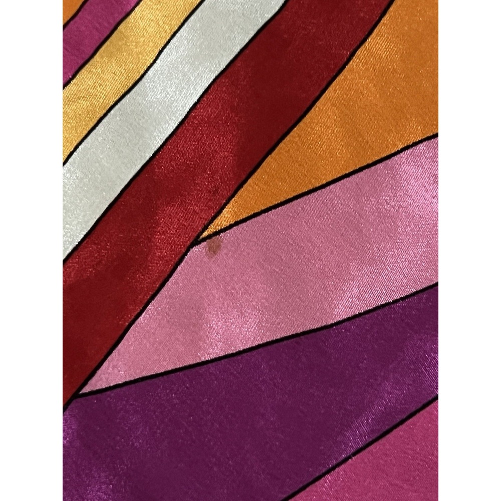 Vtg scarf 80s Adrienne Vittadini Colorful Silk Scarf 35.25" geometric - Picture 9 of 11
